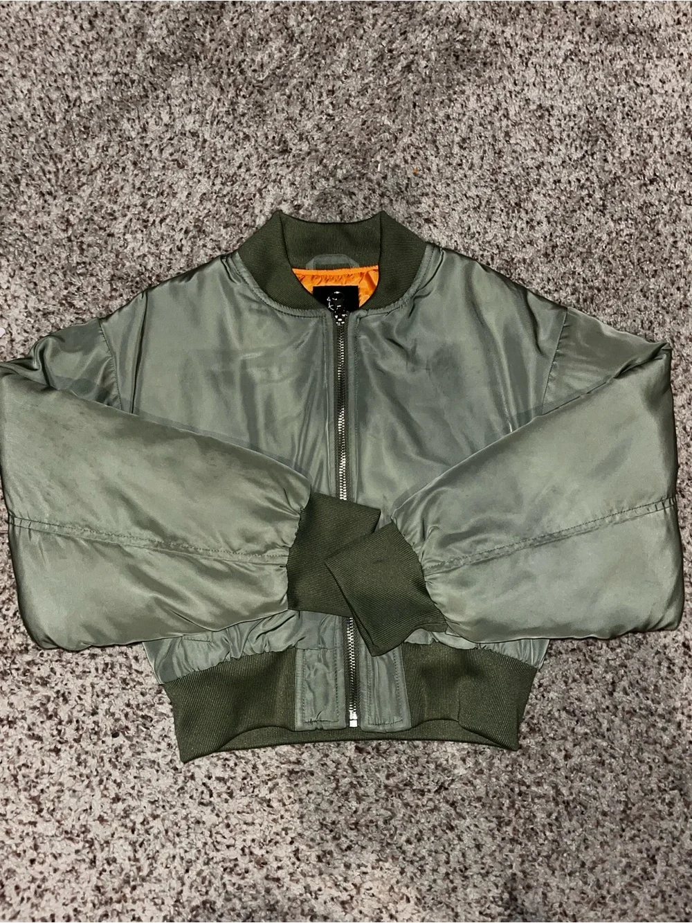 art class Olive Green Puffer Bomber Jacket with Orange Lining